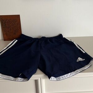 Adidas Dark Blue Sports Shorts with White Stripes